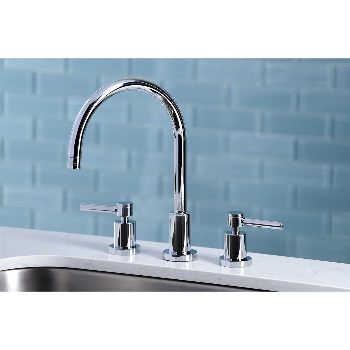 Kingston Brass KS8721DLLS Widespread Kitchen Faucet, Polished Chrome