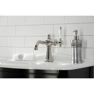 Kingston Brass KS154KLPN Nautical Single-Handle Bathroom Faucet with Push Pop-Up, Polished Nickel