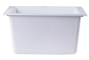 ALFI brand AB1720UM-W White 17" Undermount Rectangular Granite Composite Kitchen Prep Sink