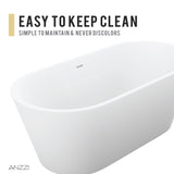 ANZZI FT-AZ503 Rossetto 5.6 ft. Solid Surface Center Drain Freestanding Bathtub in Matte White