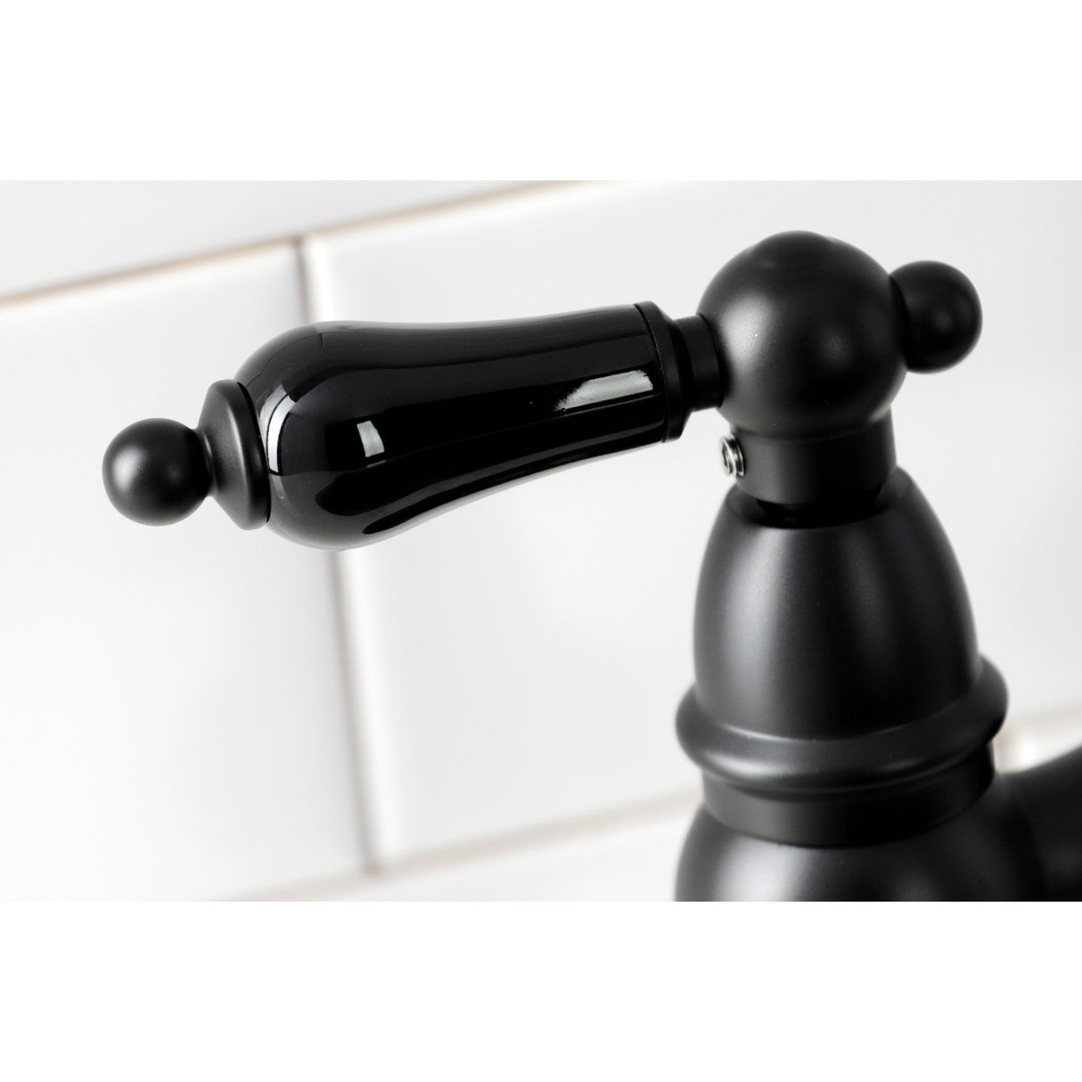 Kingston Brass KS3270PKLBS Duchess Bridge Kitchen Faucet with Brass Sprayer, Matte Black
