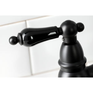 Kingston Brass KS3270PKLBS Duchess Bridge Kitchen Faucet with Brass Sprayer, Matte Black