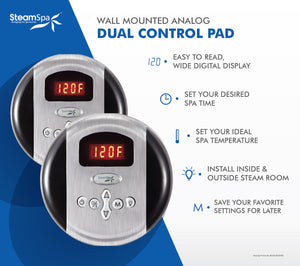 SteamSpa Royal 9 KW QuickStart Acu-Steam Bath Generator Package in Brushed Nickel RY900BN