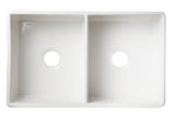 ALFI brand AB538-W White 32" Smooth Apron Double Bowl Fireclay Farmhouse Kitchen Sink