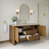 Hudson 60" Single Vanity, Honey Oak w/ 3 CM Tajnar Eclos Top w/FreePower Wireless Charger