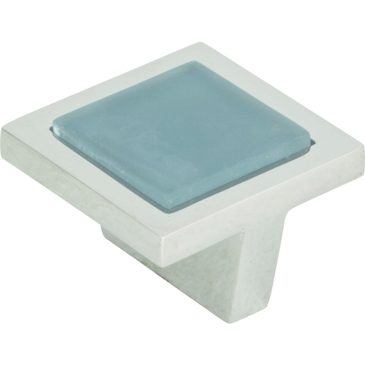 Atlas Homewares Spa Blue Square Knob 1 3/8 Inch Polished Chrome