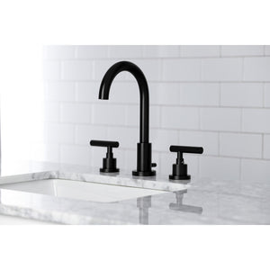 Kingston Brass FSC8920CML Manhattan Widespread Bathroom Faucet with Brass Pop-Up, Matte Black