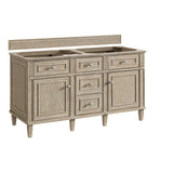 Lorelai 60" Double Vanity, Whitewashed Oak, w/ 3 CM Phantome Eclos Top