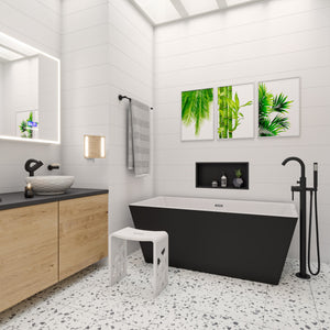 Black Matte Single Lever Floor Mounted Tub Filler Mixer w Hand Held Shower Head