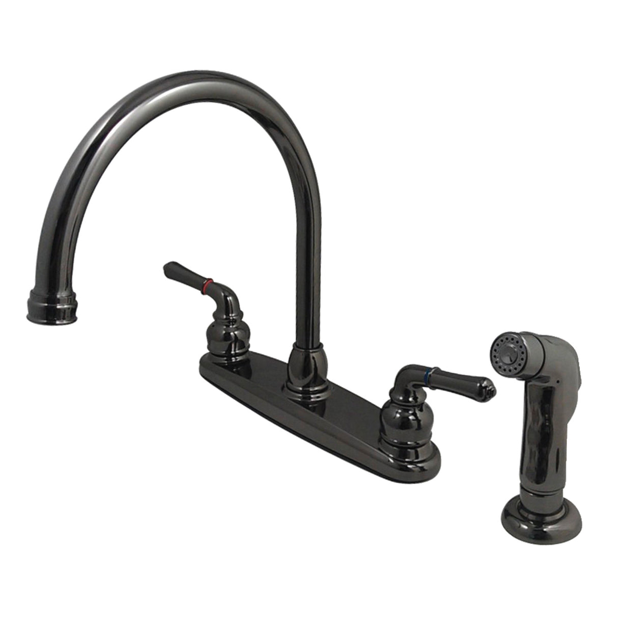 Kingston Brass NB790SP Water Onyx Centerset Kitchen Faucet, Black Stainless Steel