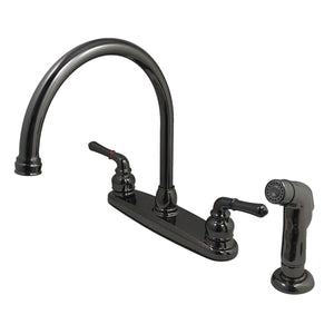 Kingston Brass NB790SP Water Onyx Centerset Kitchen Faucet, Black Stainless Steel