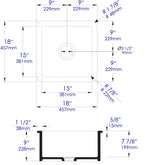 Gray Matte Square 18" x 18" Undermount / Drop In Fireclay Prep Sink