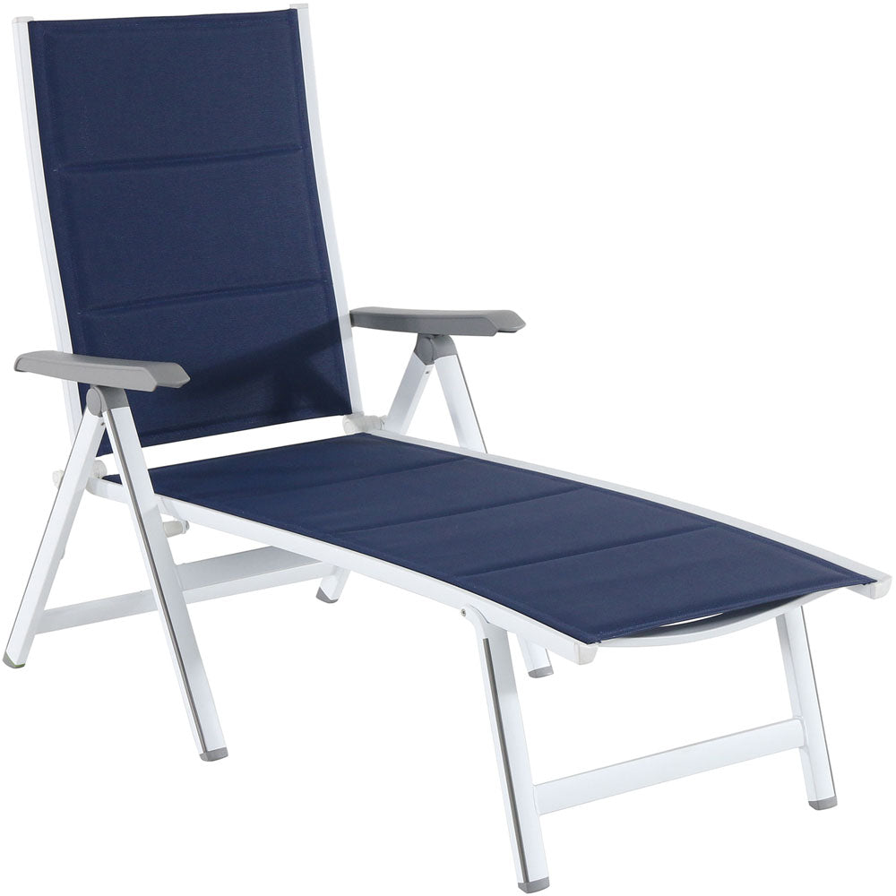 Hanover REGCHS-W-NVY Aluminum Sling Folding Chaise Lounge