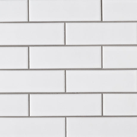 Retro brick bianco 11.13X14.5 porcelain mesh mounted mosaic tile SMOT-PT-RETBIA-2X6 product shot multiple tiles angle view