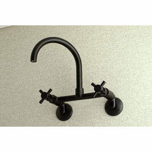 Kingston Brass Concord 8-Inch Adjustable Center Wall Mount Kitchen Faucet, Matte Black