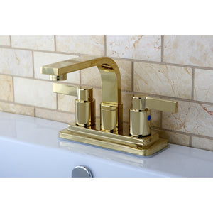 Kingston Brass KB8462NDL NuvoFusion 4 in. Centerset Bathroom Faucet with Push Pop-Up, Polished Brass
