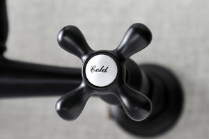 Kingston Brass KS3240AX Vintage Wall Mount Bathroom Faucet, Matte Black