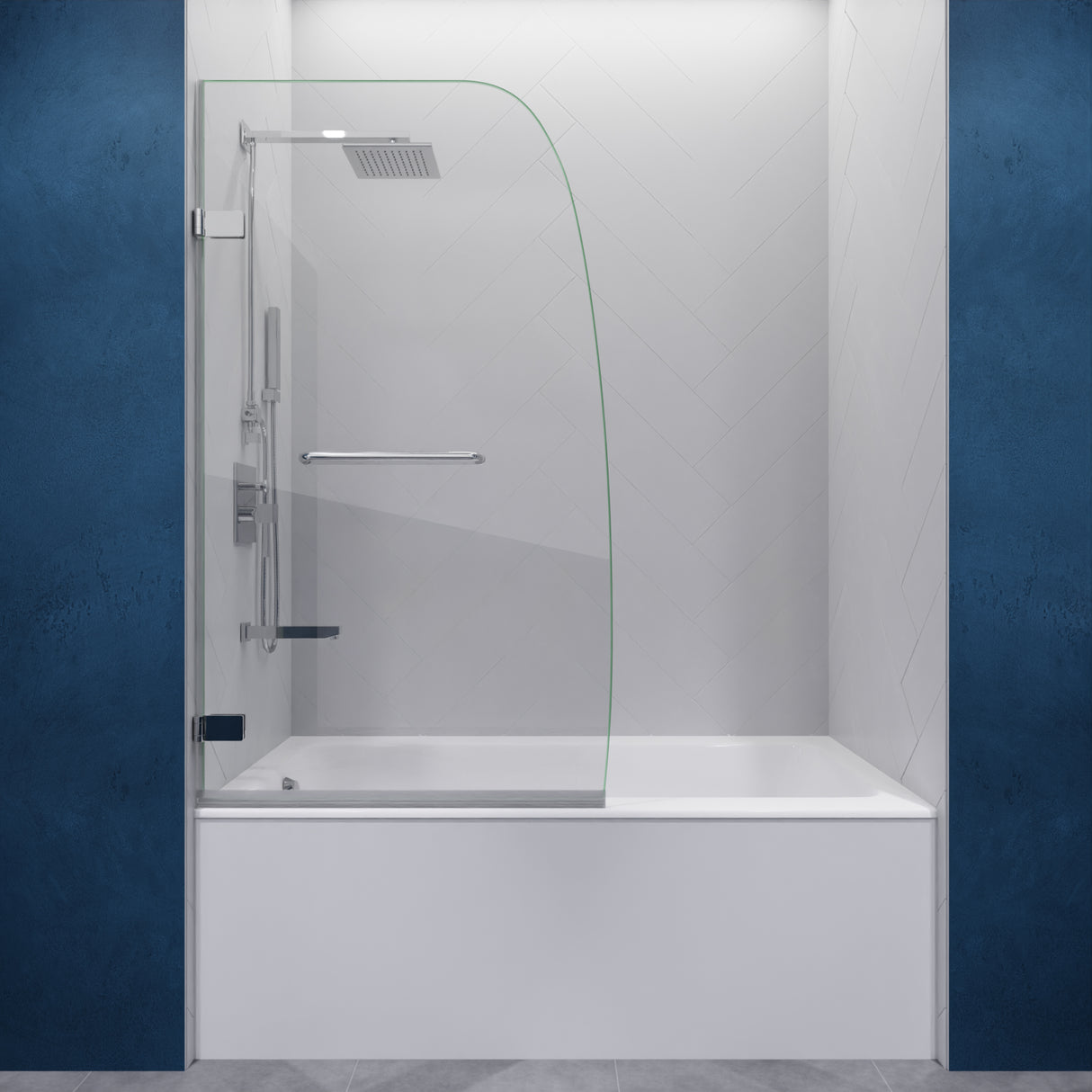 ANZZI SD-AZ8074-01CH Vensea Series 31.5 in. by 56 in. Frameless Hinged Tub Door in Chrome