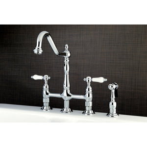 Kingston Brass KS1271BPLBS Bel-Air Bridge Kitchen Faucet with Brass Sprayer, Polished Chrome