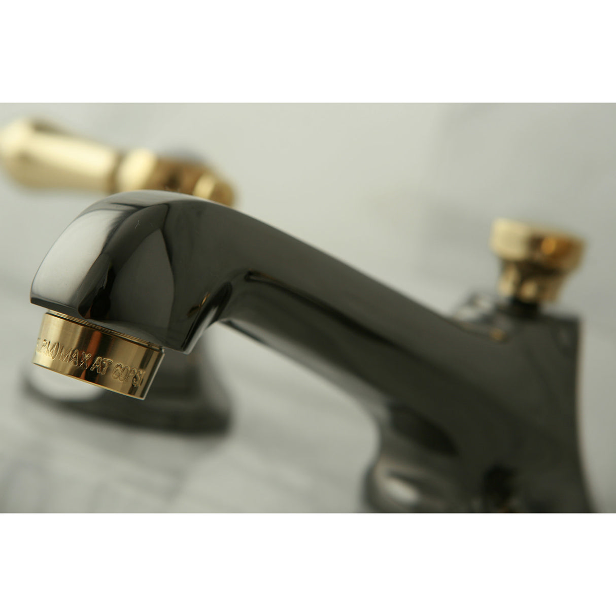 Kingston Brass NS4469BAL Widespread Bathroom Faucet, Black Stainless Steel/Polished Brass