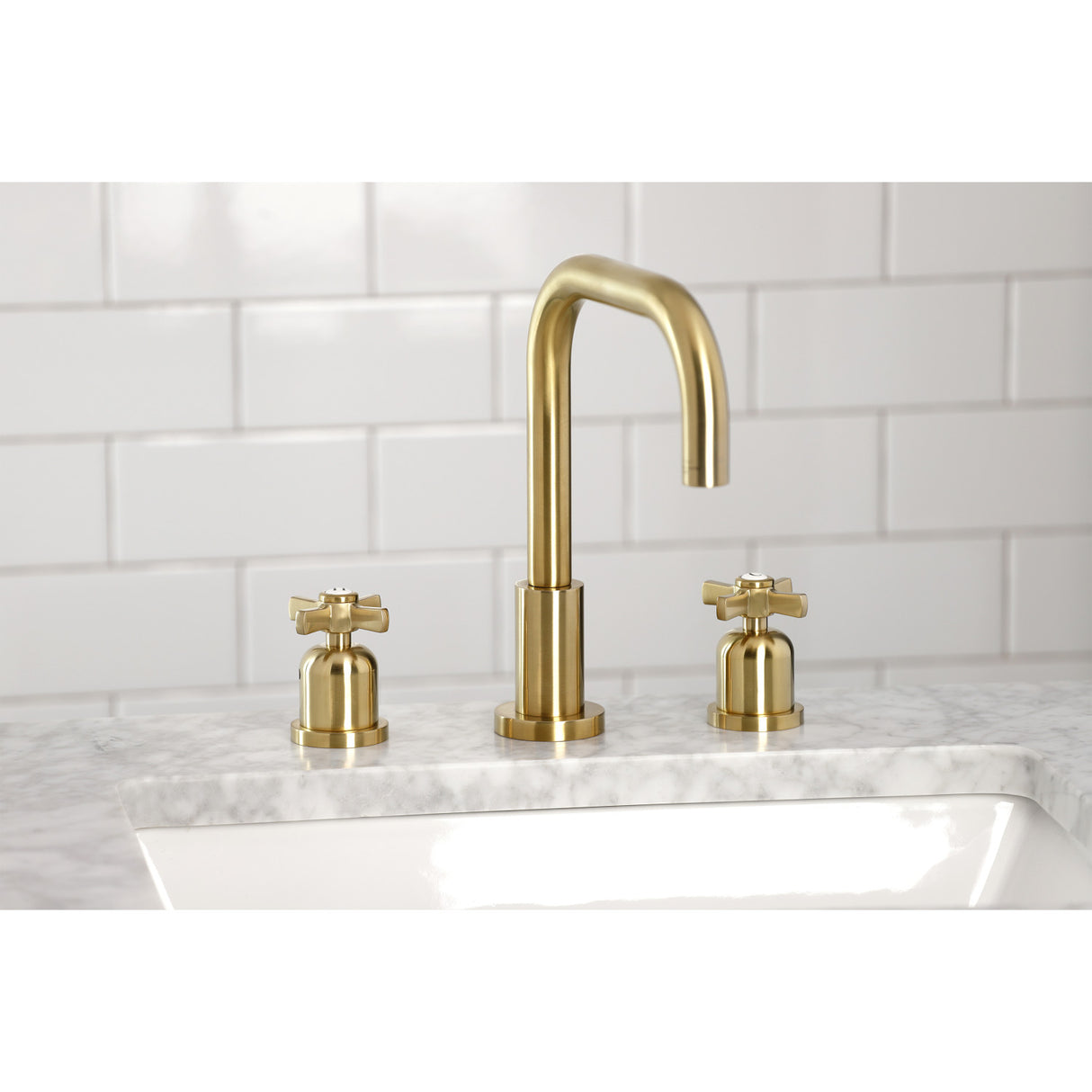 Kingston Brass FSC8933ZX Millennium Widespread Bathroom Faucet with Brass Pop-Up, Brushed Brass