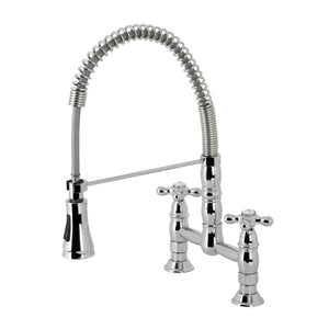 Gourmetier GS1271AX Heritage Two-Handle Deck-Mount Pull-Down Sprayer Kitchen Faucet, Polished Chrome