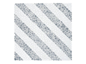 Cabana River Axis - Patterned Pebble Tumbled Marble Mosaic 1 Sheet = Sqft