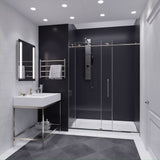 ANZZI MNSD-AZ13-02BN Padrona Series 60 in. by 76 in. Frameless Sliding Shower Door in Brushed Nickel with Handle