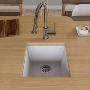 ALFI brand AB1720UM-W White 17" Undermount Rectangular Granite Composite Kitchen Prep Sink