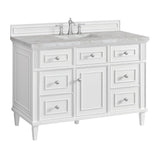 Lorelai 48" Single Vanity, Bright White w/ 3 CM Victorian Silver Silestone Top