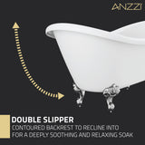 ANZZI FT-AZ132CH Falco 5.8 ft. Claw Foot One Piece Acrylic Freestanding Soaking Bathtub in Glossy White with Polished Chrome Feet