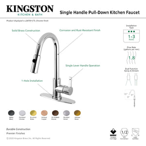 Gourmetier LS8788CTL Continental Single-Handle Pull-Down Kitchen Faucet, Brushed Nickel