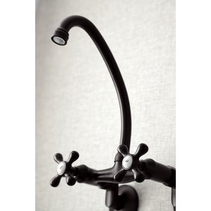 Kingston Brass KS214ORB Kingston Two Handle Wall Mount Kitchen Faucet, Oil Rubbed Bronze