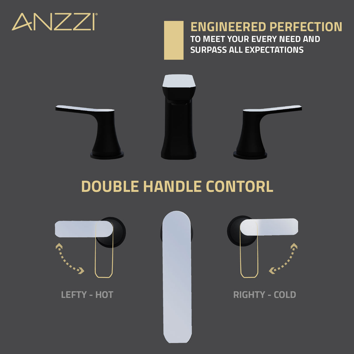 ANZZI L-AZ902MB-CH 2-Handle 3-Hole 8 in. Widespread Bathroom Faucet With Pop-up Drain in Matte Black & Chrome