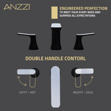 ANZZI L-AZ902MB-CH 2-Handle 3-Hole 8 in. Widespread Bathroom Faucet With Pop-up Drain in Matte Black & Chrome