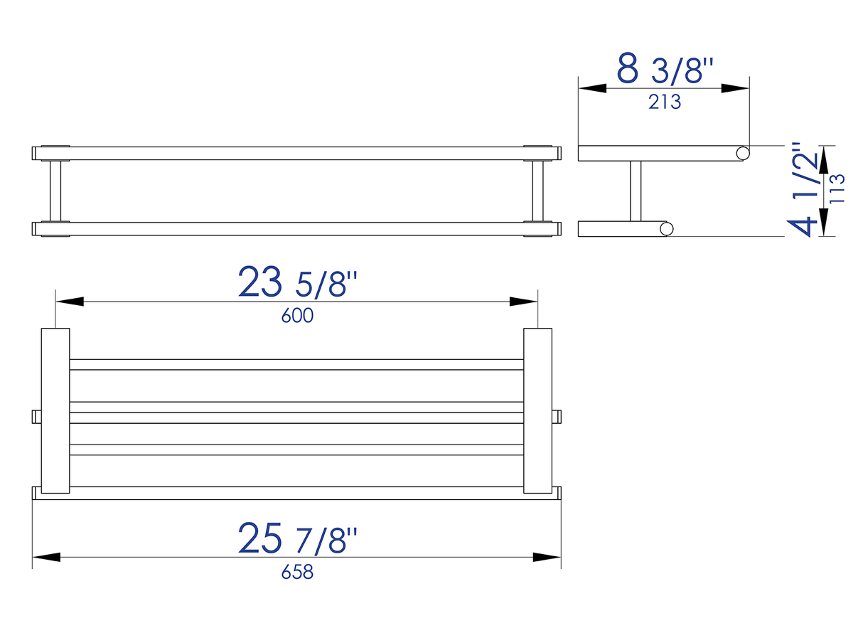Black Matte 26" Towel Bar & Shelf