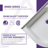 ANZZI SB-AZ01RO Randi 36 x 36  in. Neo-Round Double Threshold Shower Base in White