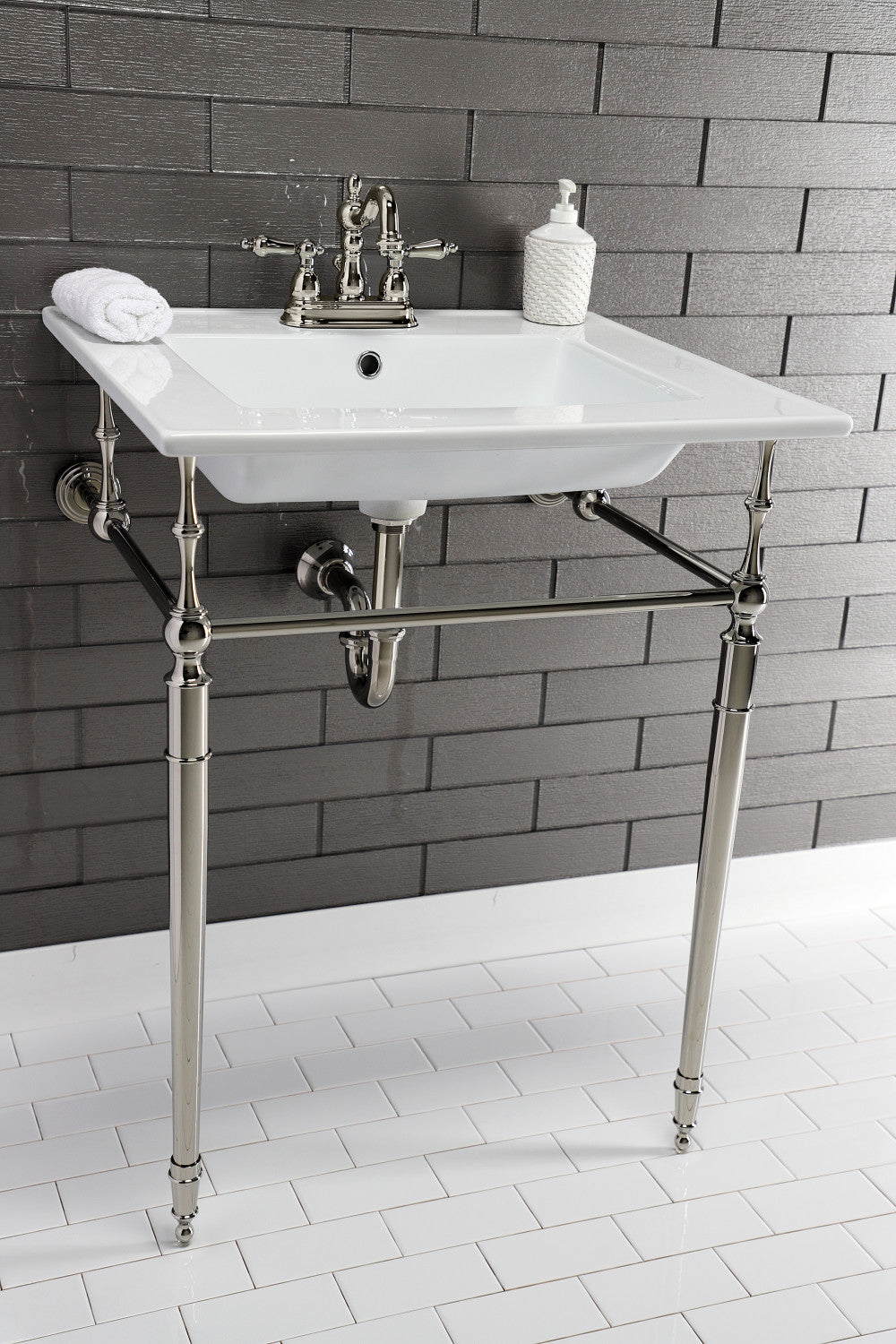 Kingston Brass KB1606AL Heritage 4 in. Centerset Bathroom Faucet, Polished Nickel