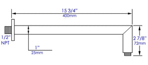 Brushed Nickel 16" Square Wall Shower Arm