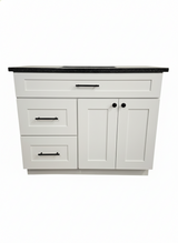 43" White Cab-Tec Vanity with Cambria Polished Black Quartz Top