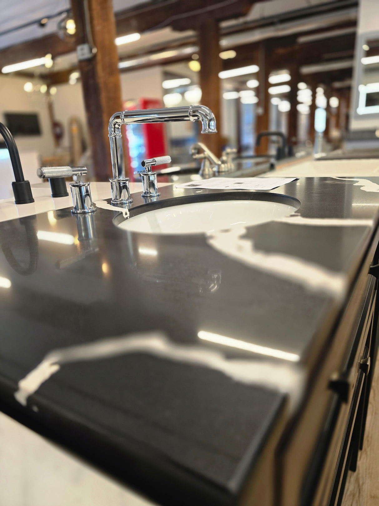 36" Adler Vanity in Black  Quartz Countertop & Avallon Chrome Faucet