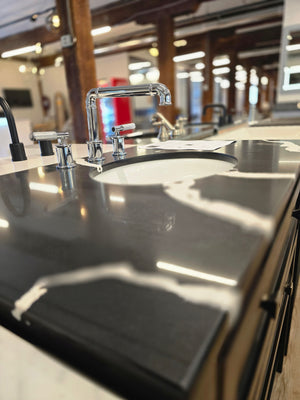 36" Adler Vanity in Black  Quartz Countertop & Avallon Chrome Faucet