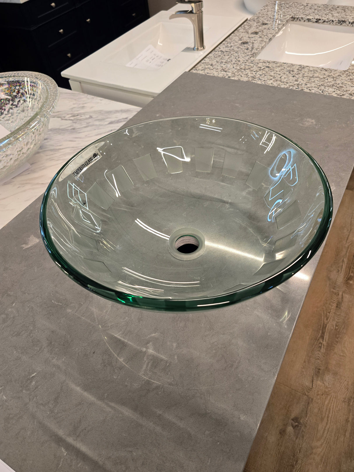 Custom Tempered Glass Over-the-Counter Sink Vessel