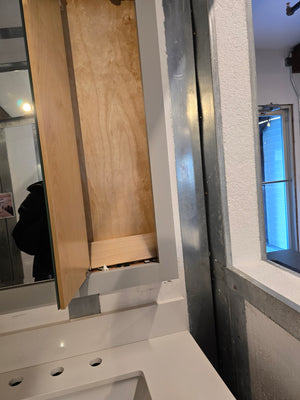 30" Light Grey Bertch Vanity with Quartz Top and Matching Medicine Cabinet