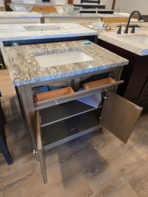 30" James Martin Wood Vanity with Sahara Sky Polished Granite Top