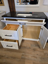 43" White Cab-Tec Vanity with Cambria Polished Black Quartz Top