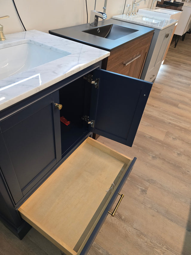 Blossom 30" Copenhagen Freestanding Bath Single Sink Vanity, Navy Blue, with Faucet and Mirror