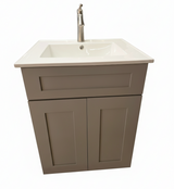24" Grey Cabtec Vanity Set with Ceramic Top and Brushed Nickel Faucet