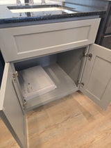24" Grey Vanity Set with dark Granite Vanity Top with Polished Chrome Faucet