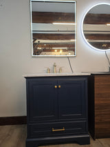 Blossom 30" Copenhagen Freestanding Bath Single Sink Vanity, Navy Blue, with Faucet and Mirror